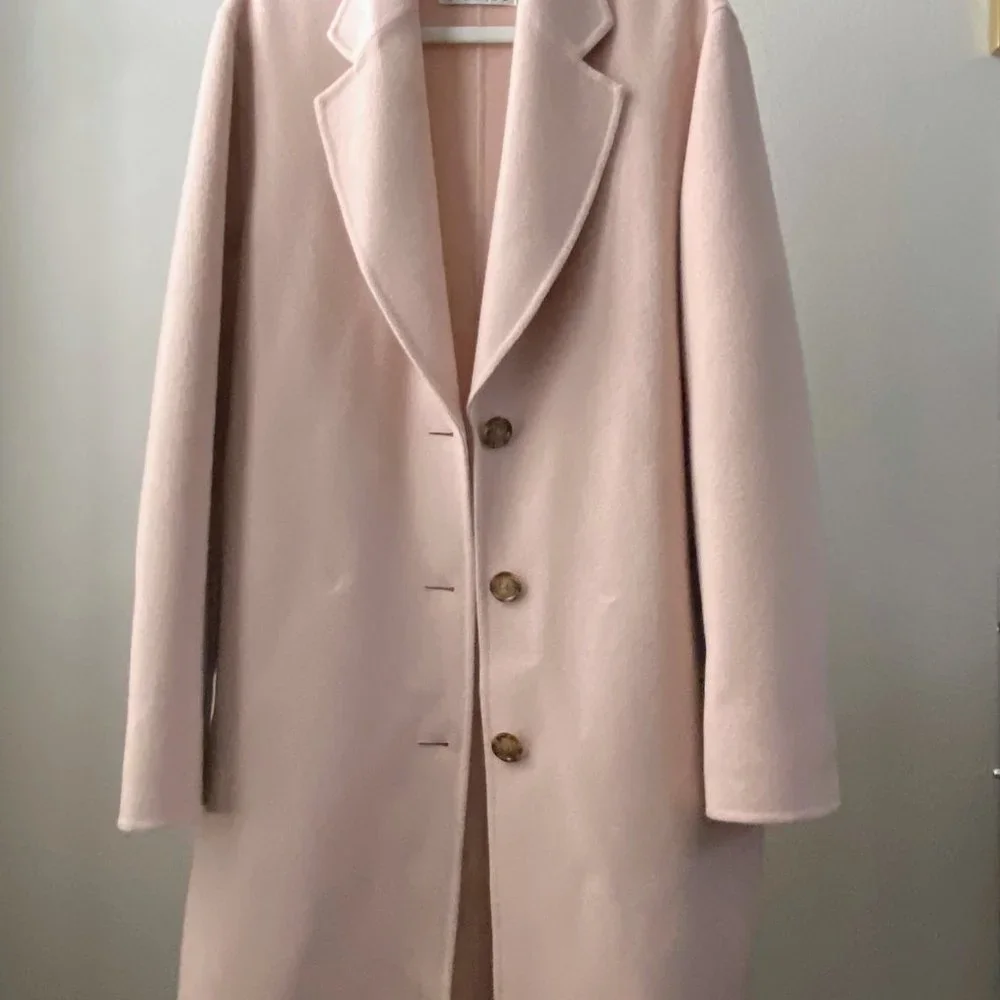 ACNE STUDIOS COAT LANDI DOUBLE FACE WOOL CASHMERE COAT PASTEL PINK SIZE 40 M - Picture 6 of 12